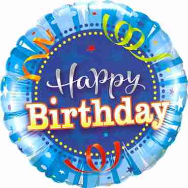 Birthday Bright Blue Foil Round 18in/45cm