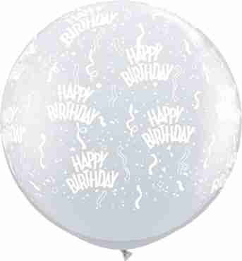 Birthday Crystal Diamond Clear (Transparent) Latex Round 36in/90cm