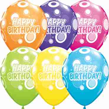 Birthday Dots and Glitz Retail Assortment Latex Round 11in/27.5cm