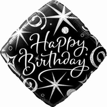 Birthday Elegant Sparkles and Swirls Foil Diamond 18in/45cm