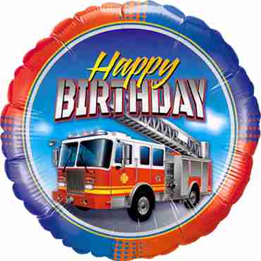 Birthday Fire Truck Foil Round 18in/45cm