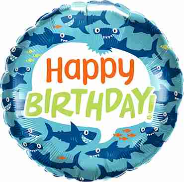 Birthday Fun Sharks Foil Round 18in/45cm