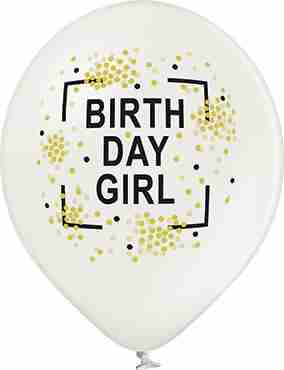 Birthday Girl Metallic Pearl Latex Round 12in/30cm