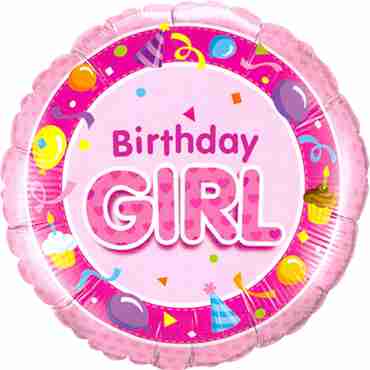 Birthday Girl Pink Foil Round 18in/45cm