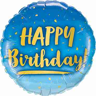 Birthday Gold and Blue Foil Round 18in/45cm