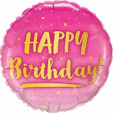 Birthday Gold and Pink Foil Round 18in/45cm