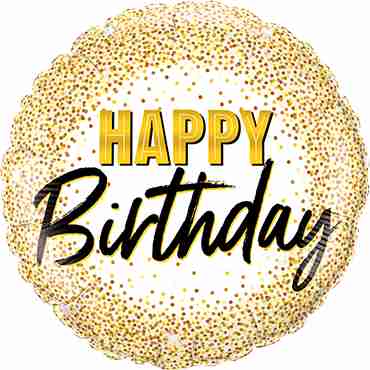 Birthday Gold Glitter Dots Foil Round 18in/45cm