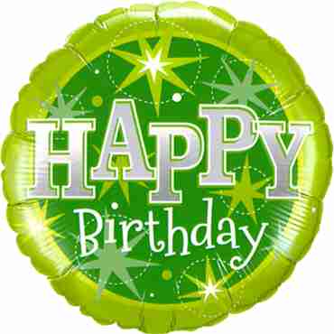 Birthday Green Sparkle Foil Round 18in/45cm