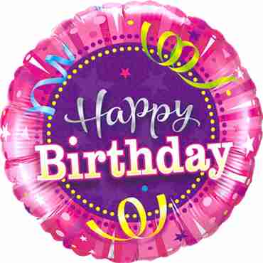 Birthday Hot Pink Foil Round 9in/22.5cm