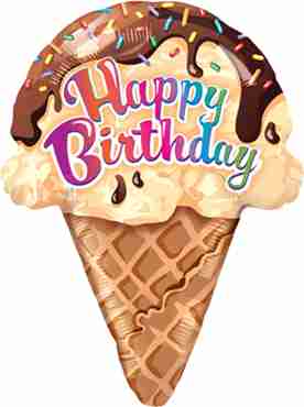 Birthday Ice Cream Cone Foil Shape 27in/69cm