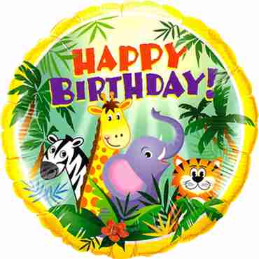 Birthday Jungle Friends Foil Round 18in/45cm