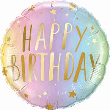 Birthday Pastel Ombre and Stars Foil Round 18in/45cm