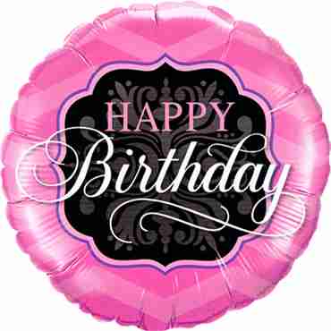 Birthday Pink and Black Foil Round 18in/45cm