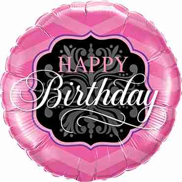 Birthday Pink and Black Foil Round 9in/22.5cm