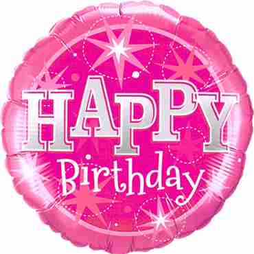 Birthday Pink Sparkle Foil Round 18in/45cm