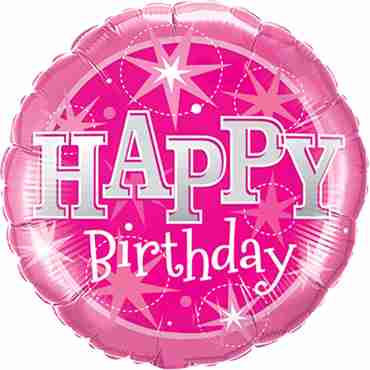 Birthday Pink Sparkle Foil Round 36in/90cm