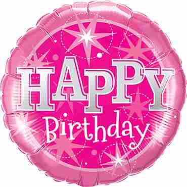 Birthday Pink Sparkle Foil Round 9in/22.5cm