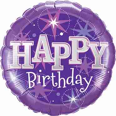 Birthday Purple Sparkle Foil Round 9in/22.5cm