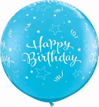 Birthday Shining Star Fashion Robins Egg Blue Latex Round 36in/90cm