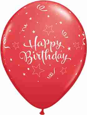 Birthday Shining Star Standard Red Latex Round 11in/27.5cm