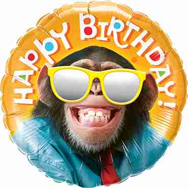 Birthday Smilin' Chimp Foil Round 9in/22.5cm