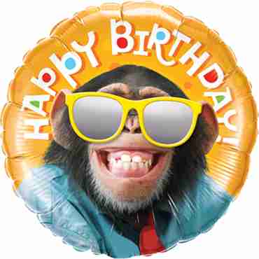 Birthday Smilin Chimp Stars Foil Round 18in/45cm