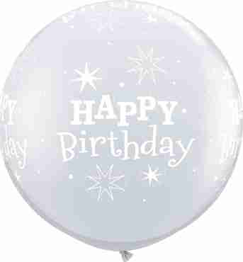 Birthday Sparkle Diamond Clear Latex Round 36in/90cm