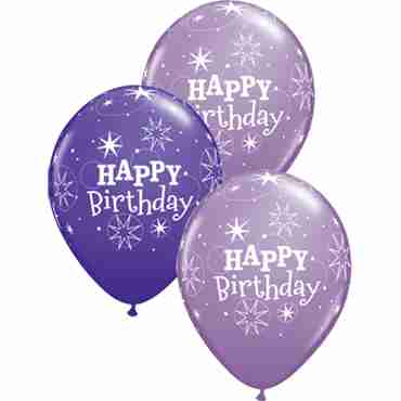 Birthday Sparkle Fashion Purple Violet and Fashion Spring Lilac Assortment Latex Round 11in/27.5cm