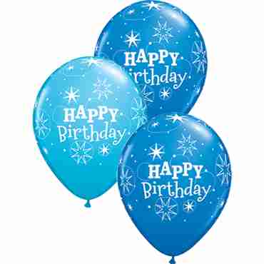 Birthday Sparkle Fashion Robins Egg Blue and Standard Dark Blue Assortment Latex Round 11in/27.5cm