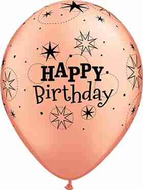 Birthday Sparkle Metallic Rose Gold Latex Round 11in/27.5cm