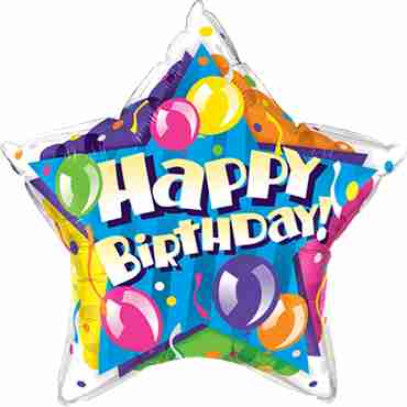 Birthday! Sparkling Balloons Foil Star 20in/50cm