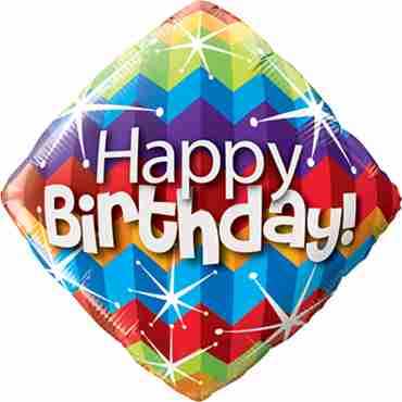 Birthday Zig Zags and Starbursts Foil Diamond 18in/45cm