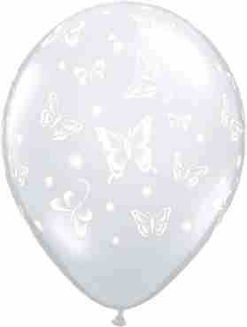 Butterflies Crystal Diamond Clear (Transparent) Latex Round 11in/27.5cm