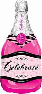 Celebrate Pink Bubbly Wine Foil Shape 39in/92.5cm