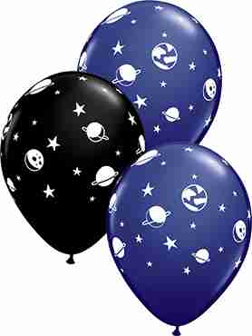 Celestial Fun Fashion Onyx Black and Fashion Navy Assortment Latex Round 11in/27.5cm 