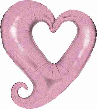 Chain of Hearts Holographic Pastel Pink Foil Shape 37in/94cm