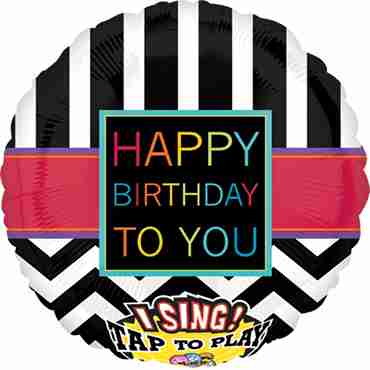 Chevron HBD To You Sing A Tune Foil Round 28in/71cm