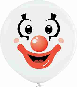 Clown Faces Pastel White Latex Round 24in/60cm