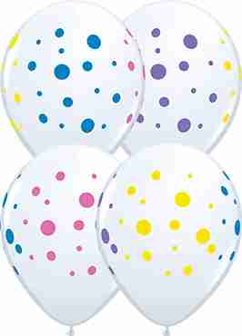 Colourful Dots Standard White Latex Round 11in/27.5cm