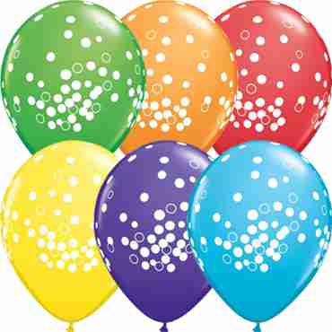 Confetti Dots Bright Rainbow Assortment Latex Round 11in/27.5cm