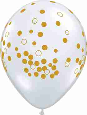 Confetti Dots Crystal Diamond Clear (Transparent) Latex Round 11in/27.5cm