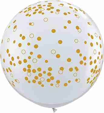 Confetti Dots Crystal Diamond Clear (Transparent) Latex Round 36in/90cm