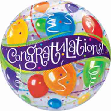 Congratulations Balloons Single Bubble 22in/55cm