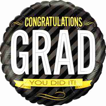 Congratulations Grad Stripes Foil Round 18in/45cm