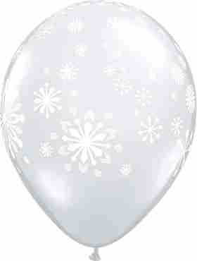 Contemporary Snowflakes Crystal Diamond Clear (Transparent) Latex Round 11in/27.5cm