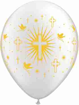 Cross and Doves Pearl White Latex Round 11in/27.5cm