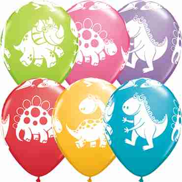 Cute and Cuddly Dinosaurs Festive Assortment Latex Round 11in/27.5cm