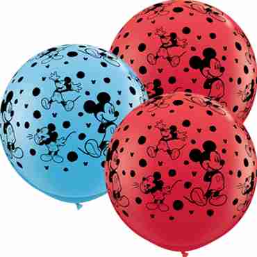 Disney Mickey Mouse Standard Red and Standard Pale Blue Assortment Latex Round 36in/90cm
