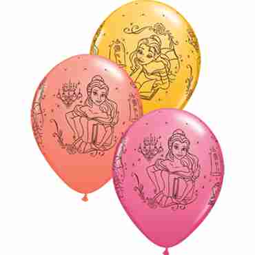 Disney Princess Belle Fashion Coral, Fashion Goldenrod and Fashion Rose Assortment Latex Round 11in/27.5cm