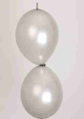 Doorknoopballon 25cm metallic zilver